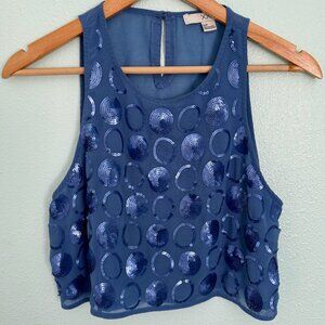 Forever 21 XXI Blue Sequin Crop‎ Top Size S